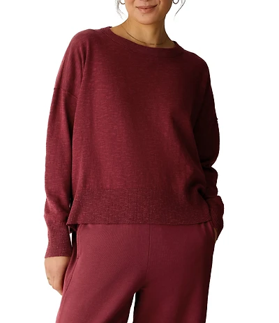 Eileen Fisher Textural Knit Crew Neck Long Sleeve Top