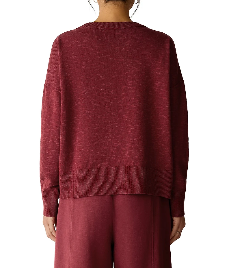 Eileen Fisher Textural Knit Crew Neck Long Sleeve Top