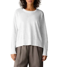 Eileen Fisher Textural Knit Crew Neck Long Sleeve Top
