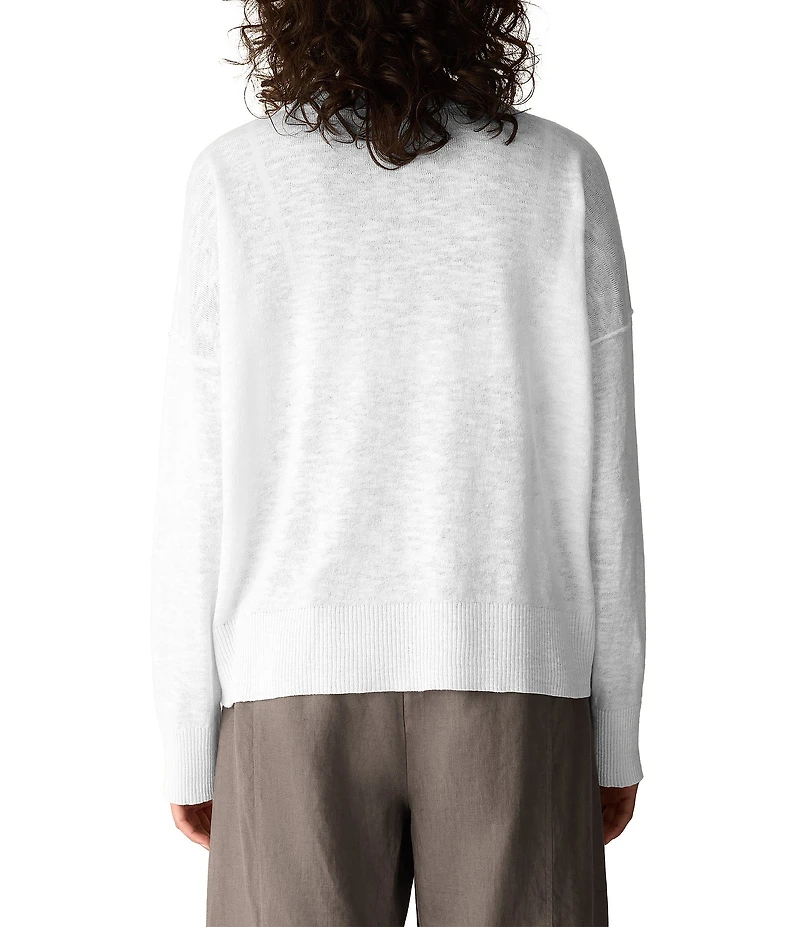 Eileen Fisher Textural Knit Crew Neck Long Sleeve Top