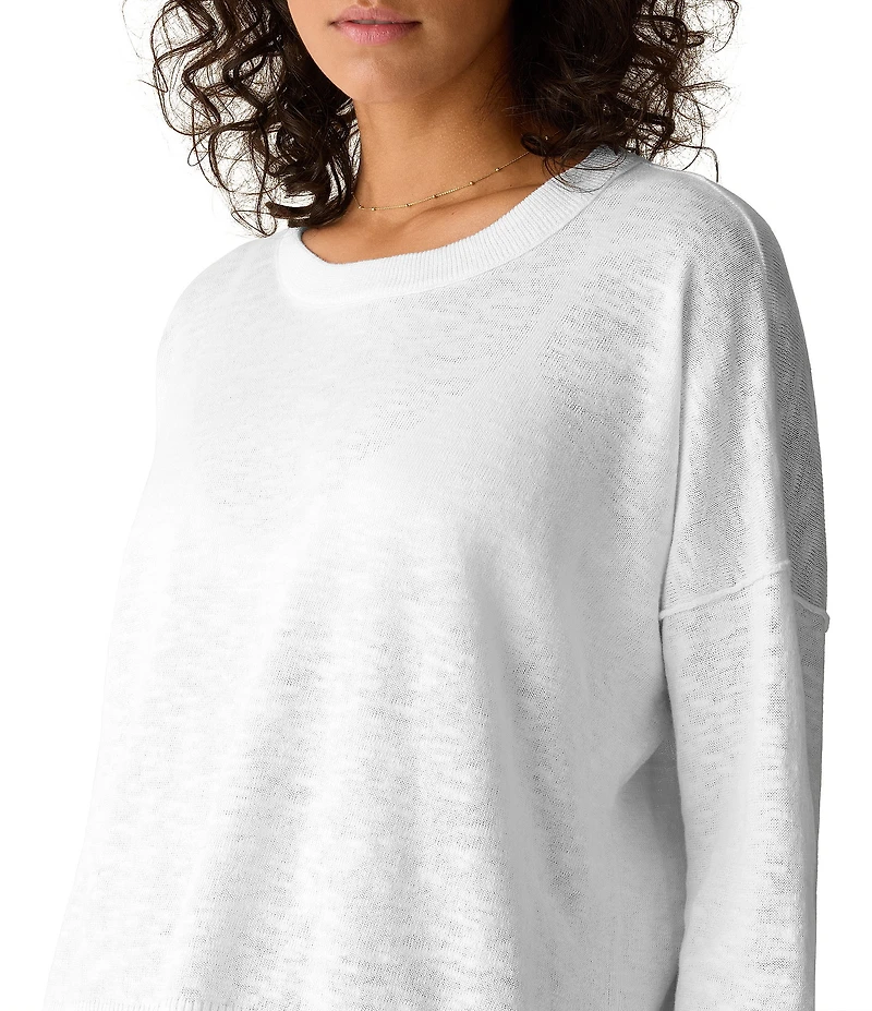 Eileen Fisher Textural Knit Crew Neck Long Sleeve Top