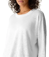Eileen Fisher Textural Knit Crew Neck Long Sleeve Top