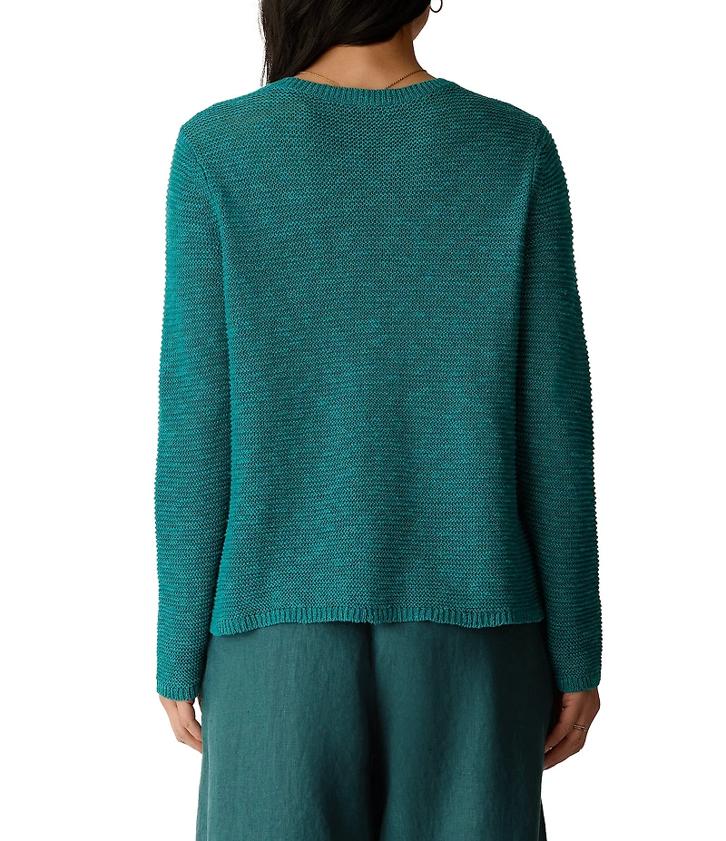 Eileen Fisher Textural Knit Round Neck Long Sleeve Pullover Sweater