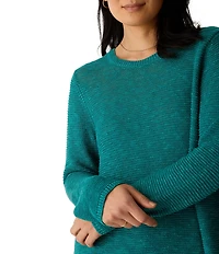 Eileen Fisher Textural Knit Round Neck Long Sleeve Pullover Sweater