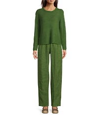 Eileen Fisher Textural Knit Round Neck Long Sleeve Pullover Sweater