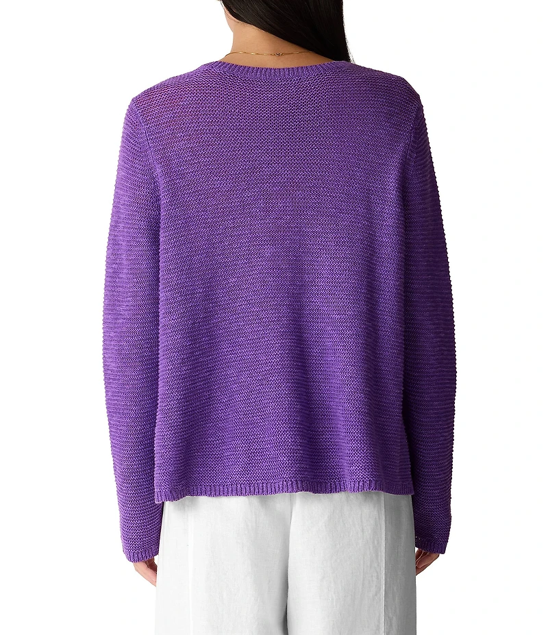 Eileen Fisher Textural Knit Round Neck Long Sleeve Pullover Sweater