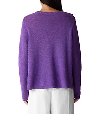 Eileen Fisher Textural Knit Round Neck Long Sleeve Pullover Sweater