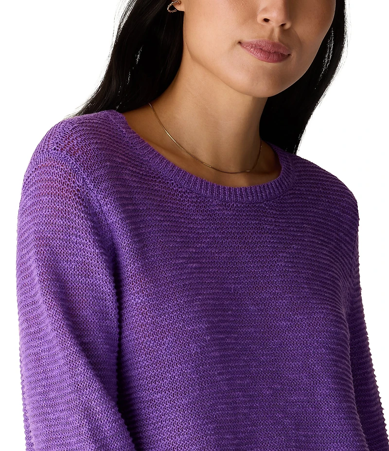Eileen Fisher Textural Knit Round Neck Long Sleeve Pullover Sweater