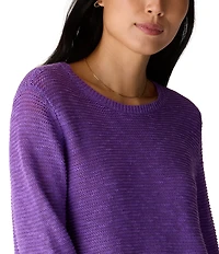 Eileen Fisher Textural Knit Round Neck Long Sleeve Pullover Sweater