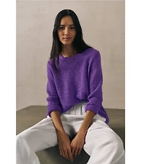 Eileen Fisher Textural Knit Round Neck Long Sleeve Pullover Sweater