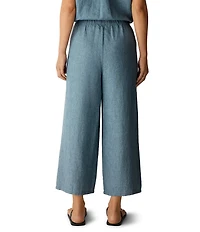 Eileen Fisher Textural Linen Elastic Waist Wide Leg Pants