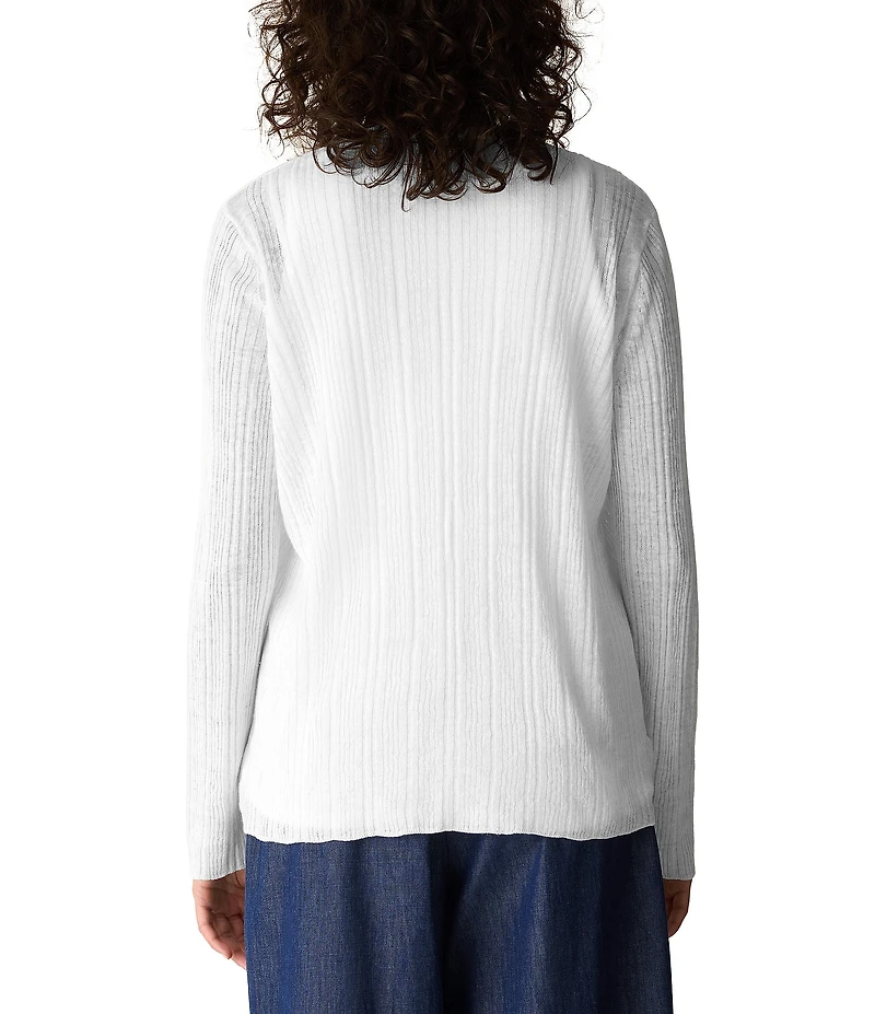 Eileen Fisher Textural Oragnic Knit V-Neck Long Sleeve Cardigan