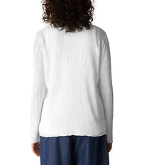 Eileen Fisher Textural Oragnic Knit V-Neck Long Sleeve Cardigan