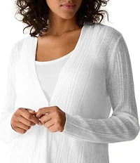 Eileen Fisher Textural Oragnic Knit V-Neck Long Sleeve Cardigan