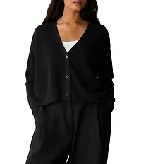 Eileen Fisher Textural Organic Knit V-Neck Long Sleeve Cardigan