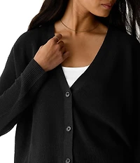 Eileen Fisher Textural Organic Knit V-Neck Long Sleeve Cardigan