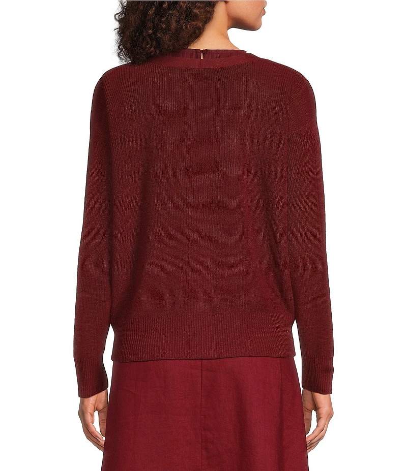 Eileen Fisher Textural Organic Knit V-Neck Long Sleeve Cardigan