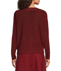 Eileen Fisher Textural Organic Knit V-Neck Long Sleeve Cardigan