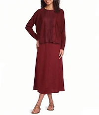 Eileen Fisher Textural Organic Knit V-Neck Long Sleeve Cardigan
