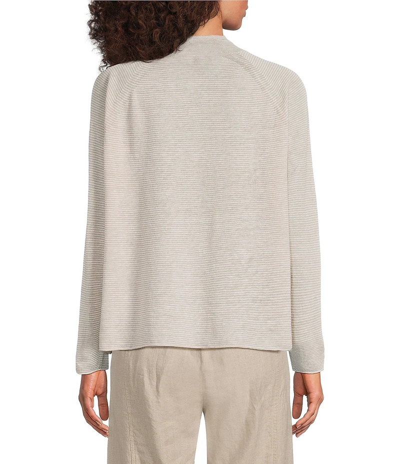 Eileen Fisher Textural Organic Linen Blend Knit Relaxed Collar Long Sleeve Cardigan