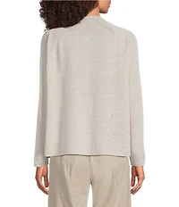Eileen Fisher Textural Organic Linen Blend Knit Relaxed Collar Long Sleeve Cardigan