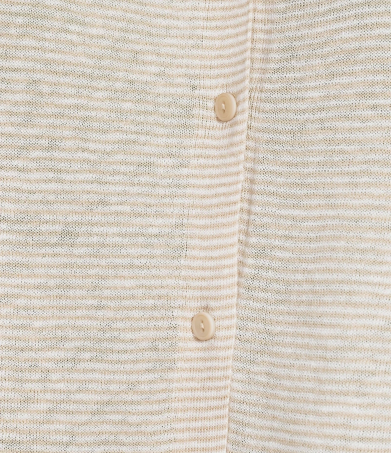 Eileen Fisher Textural Organic Linen Blend Knit Relaxed Collar Long Sleeve Cardigan