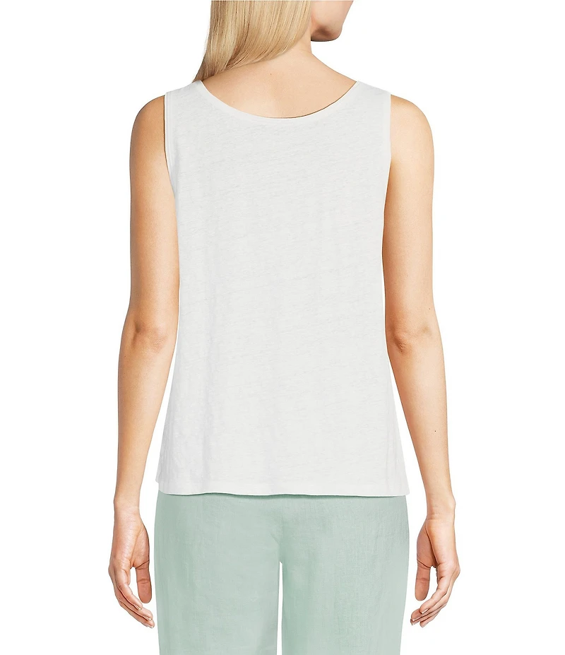Eileen Fisher Texture Organic Linen Knit Scoop Neck Sleeveless Tank