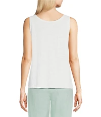 Eileen Fisher Texture Organic Linen Knit Scoop Neck Sleeveless Tank