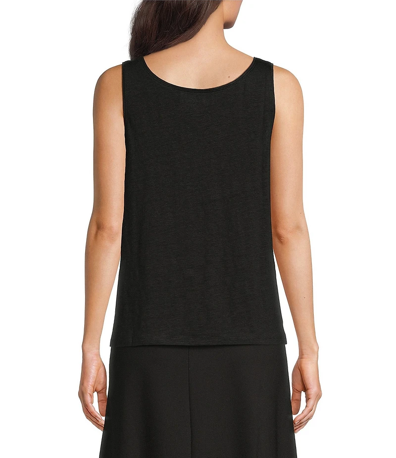 Eileen Fisher Texture Organic Linen Knit Scoop Neck Sleeveless Tank