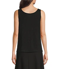 Eileen Fisher Texture Organic Linen Knit Scoop Neck Sleeveless Tank