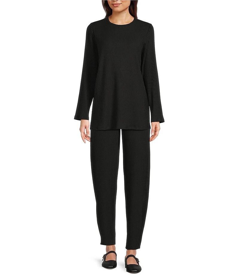 Eileen Fisher Texture Stretch Rib Knit Lantern Ankle Pants