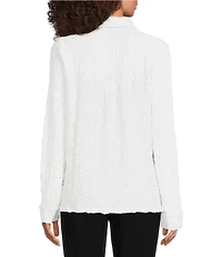 Eileen Fisher Textured Bubble Jacquard Point Collar Long Sleeve Button-Front Shirt