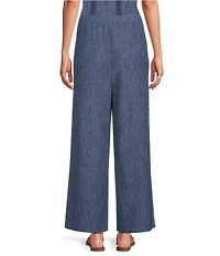 Eileen Fisher Textured Crinkle Woven Plisse Wide-Leg Pull-On Ankle Pants
