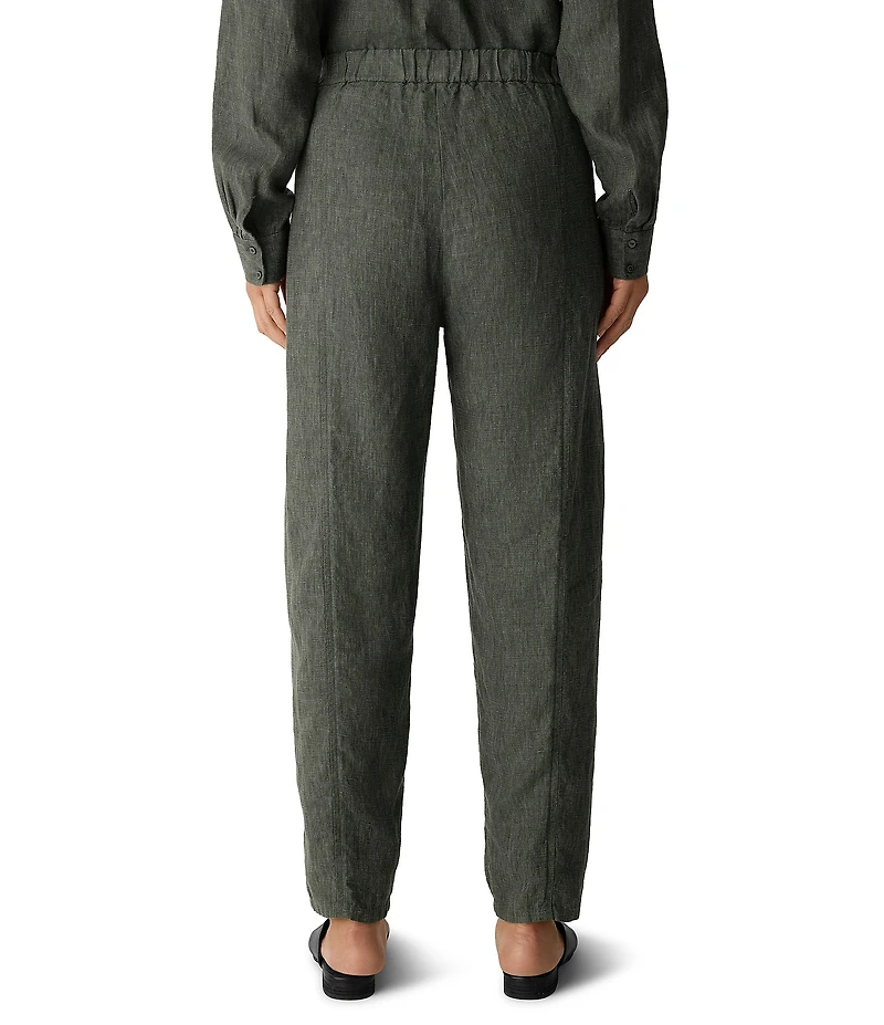 Eileen Fisher Textured Organic Linen Pleated Lantern Ankle Pants