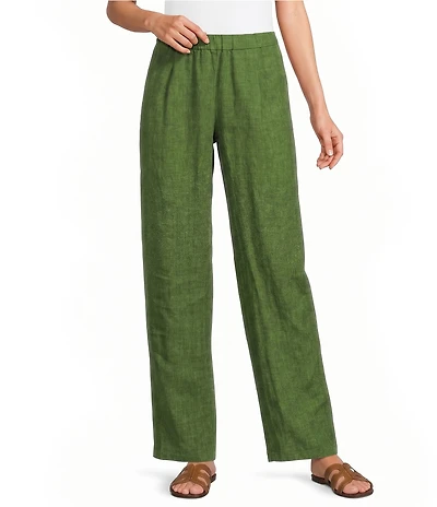 Eileen Fisher Textured Organic Linen Pleated Lantern Ankle Pants