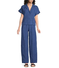 Eileen Fisher Textured Organic Linen Pleated Lantern Ankle Pants