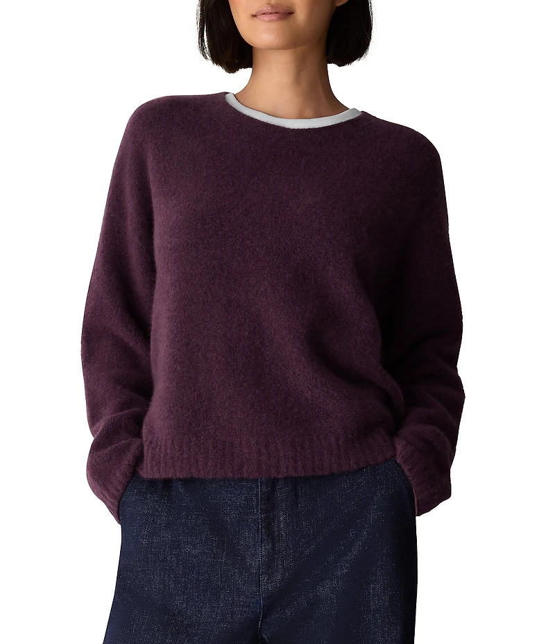Eileen Fisher Textured Ribbed Crew Neck Long Sleeve Sweater