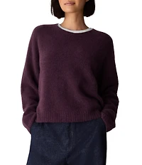 Eileen Fisher Textured Ribbed Crew Neck Long Sleeve Sweater