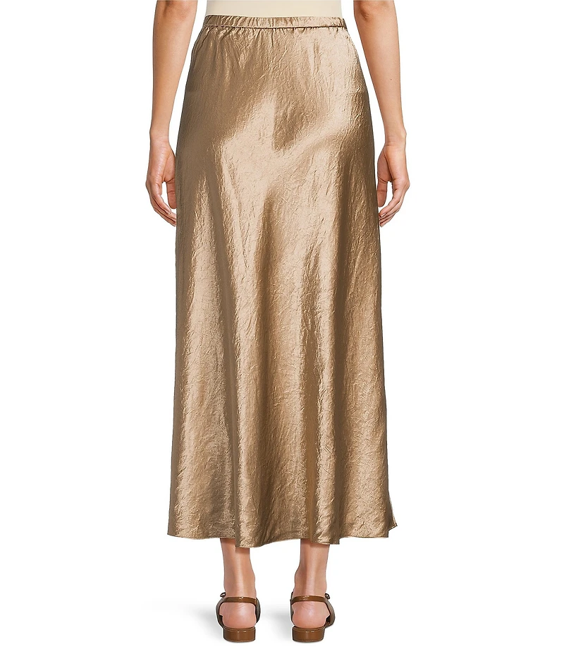 Eileen Fisher Textured Satin Elastic Waist Bias Maxi Skirt