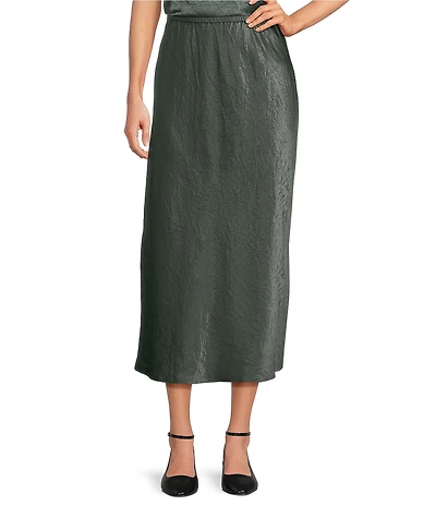 Eileen Fisher Textured Satin Elastic Waist Bias Maxi Skirt