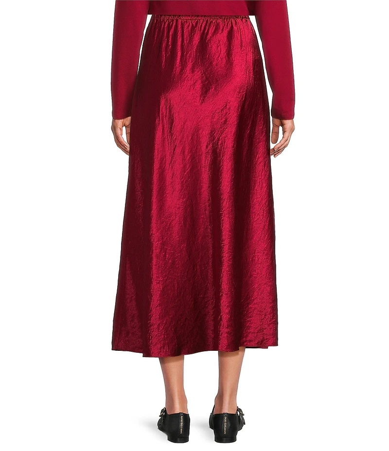 Eileen Fisher Textured Satin Elastic Waist Bias Maxi Skirt