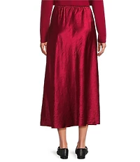 Eileen Fisher Textured Satin Elastic Waist Bias Maxi Skirt