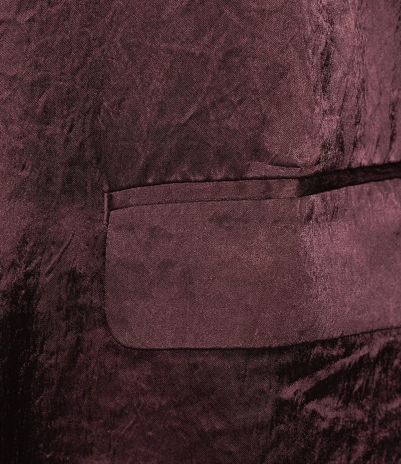 Eileen Fisher Textured Satin Notch Lapel Long Sleeve Flap Pocket Button Front Blazer