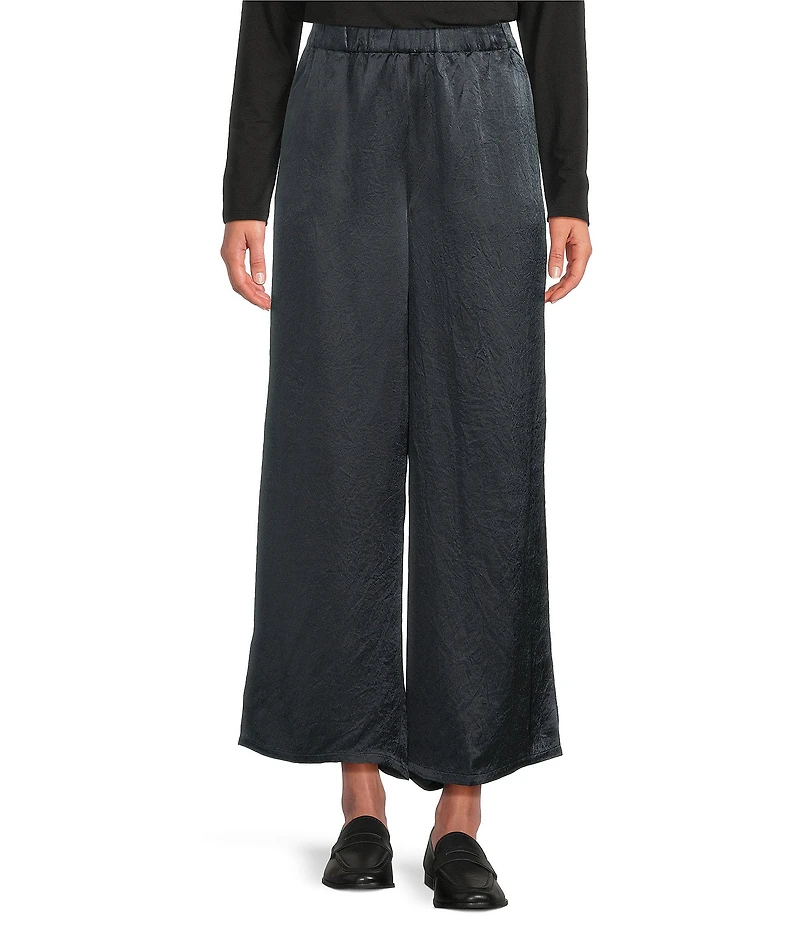 Eileen Fisher Textured Satin Wide Ankle Pants