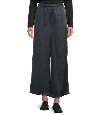 Eileen Fisher Textured Satin Wide Ankle Pants