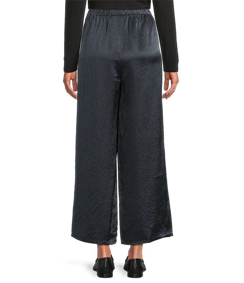 Eileen Fisher Textured Satin Wide Ankle Pants