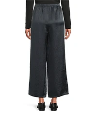 Eileen Fisher Textured Satin Wide Ankle Pants