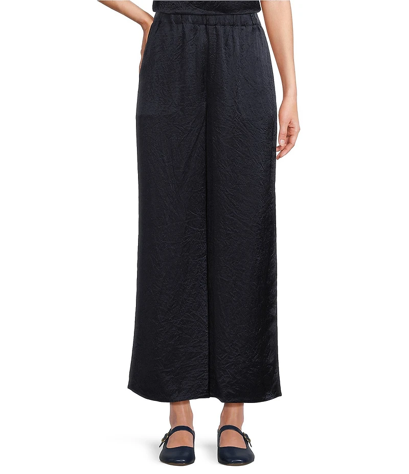 Eileen Fisher Textured Satin Wide Ankle Pants