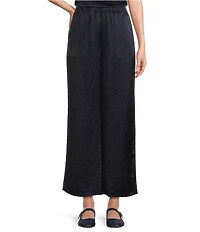 Eileen Fisher Textured Satin Wide Ankle Pants
