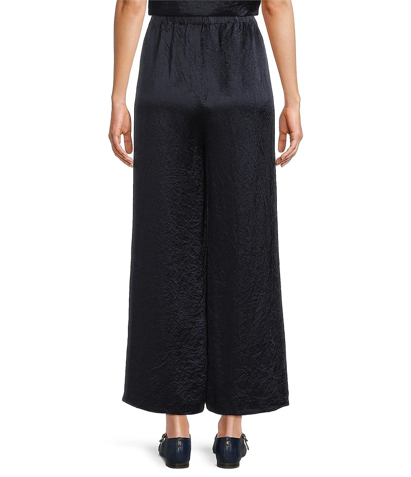 Eileen Fisher Textured Satin Wide Ankle Pants